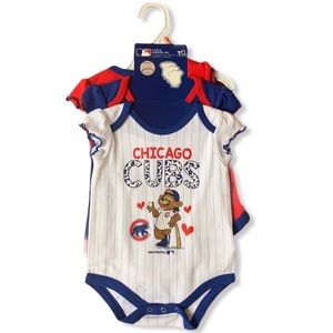Chicago Cubs MLB Girls Baby 3 Pack Creeper Set